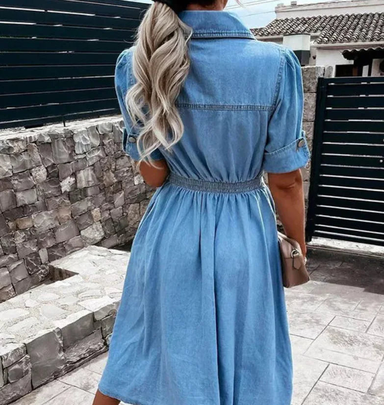 Kadınlar için Günlük Denim Elbise