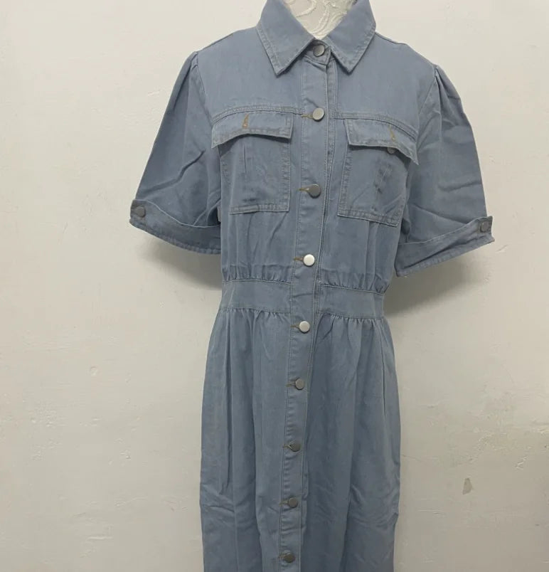 Kadınlar için Günlük Denim Elbise